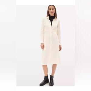SALE! Everlane The Luxe Cotton long sleeve button down Shirt Dress NWT cream